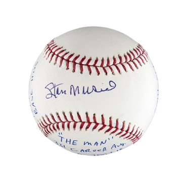 Stan Musial Signed Stat Ball With 14 Inscriptions (PSA/DNA 10)